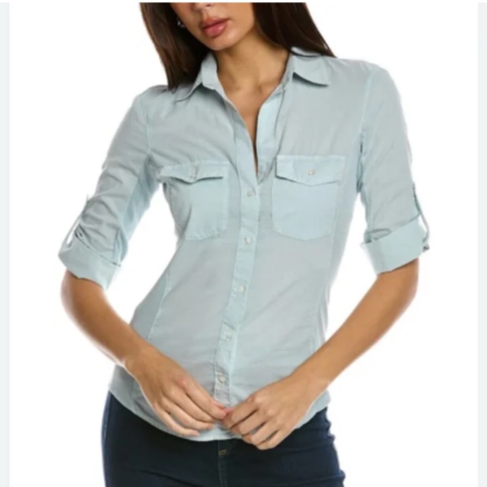James Perse Sleeve 100% Cotton Button-Up Shirt Ocean Spray small Casual size 1